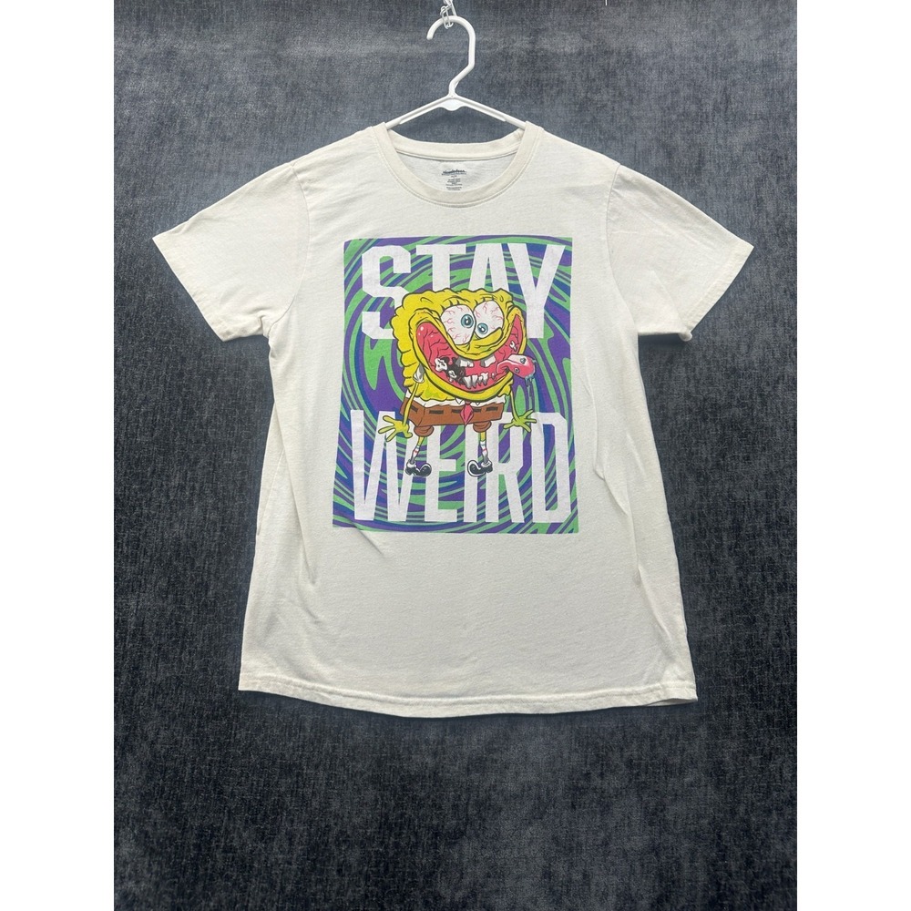 Nickelodeon T Shirt Mens Large White Spongebob Squarepants Graphic Stay Weird - Picture 1 of 9